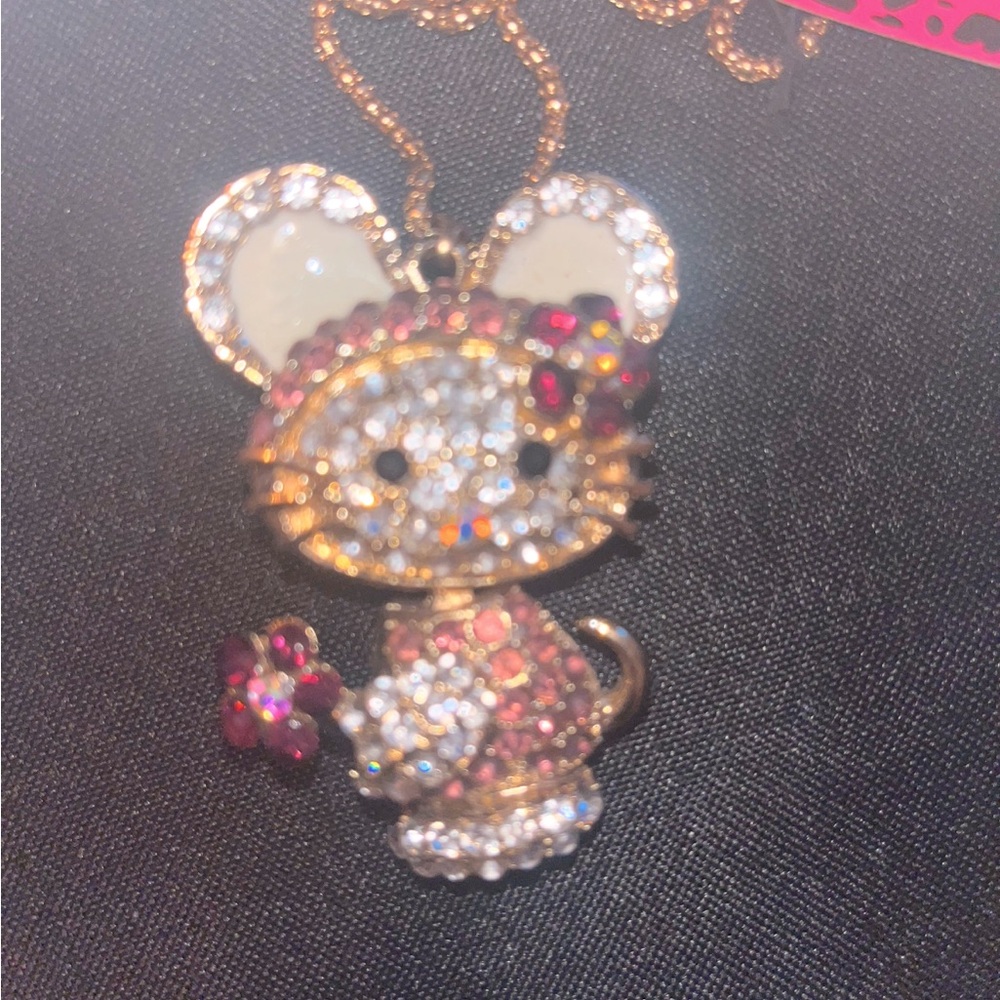 Betsey Johnson Crystal Kitty necklace